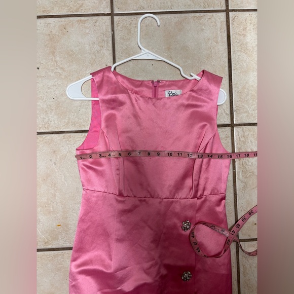 VTG  lilly pulitzer dress Satin Pink Women's Size 4 Rhinestone Buttons Shealth - Picture 7 of 9